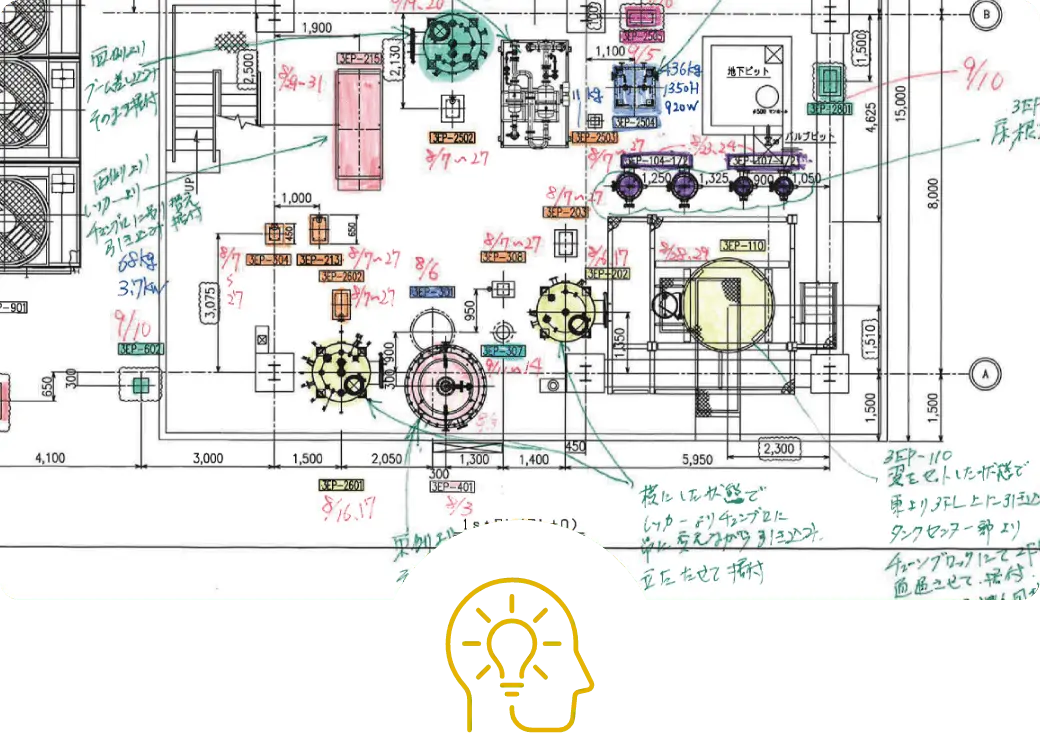 設計図の図面とアイコンの画像
