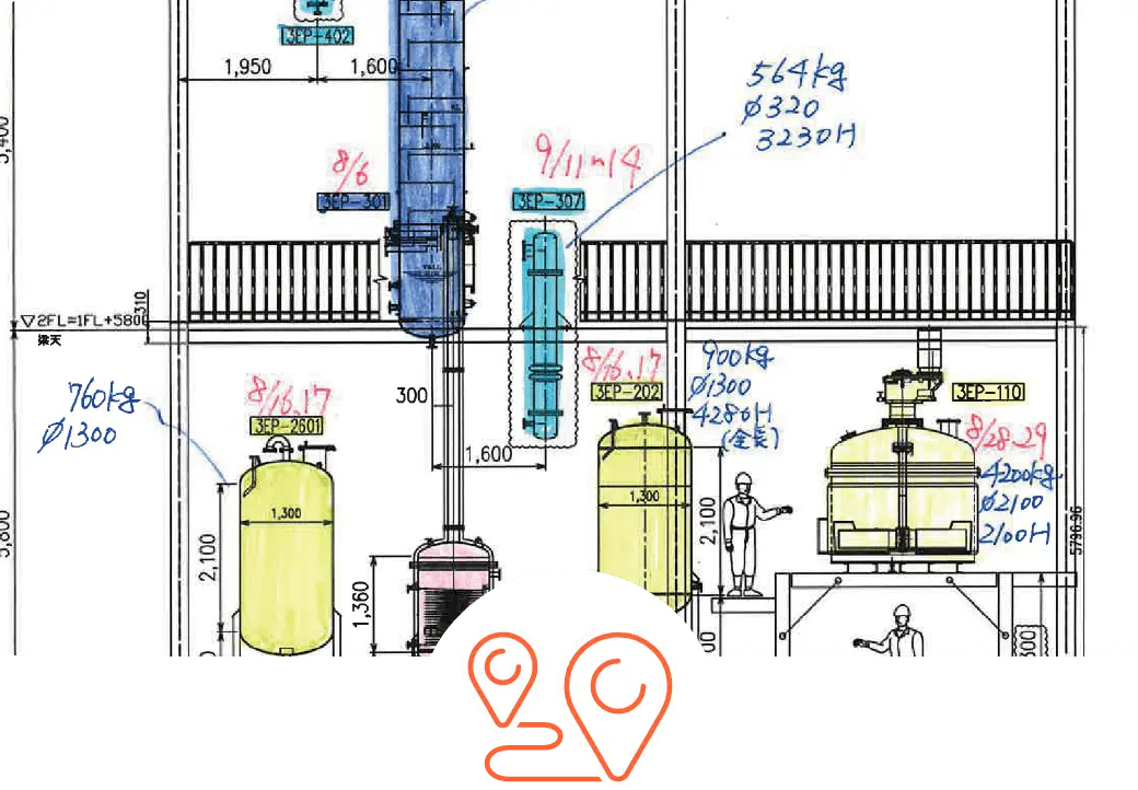 設備の図面とアイコンの画像